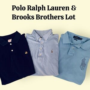 Men's Lot of 3 Polo Ralph Lauren Brooks Brothers Large Short Sleeved Shirts